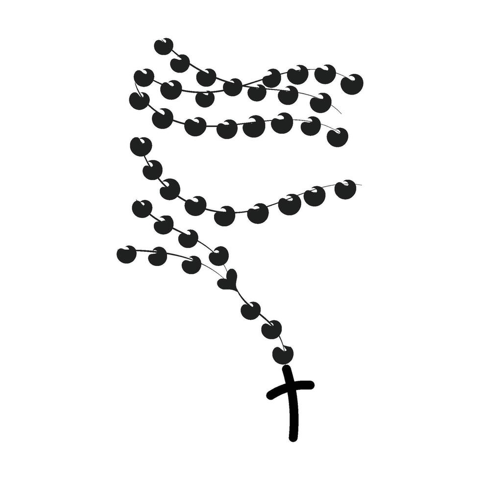 Rosary beads with Holy Cross. vector