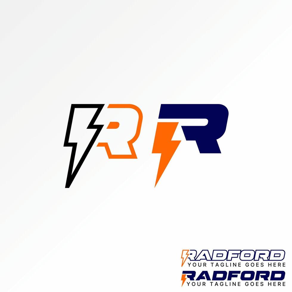 Logo design graphic concept creative premium stock letter initial R italic sans serif font with thunder electric. Related monogram beauty brand vector