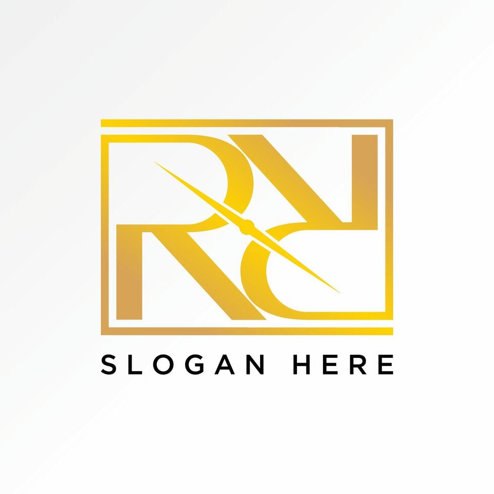 Logo design graphic creative concept premium stock initial letter R or RR font flip left right with guide needle Related to typography monogram vector