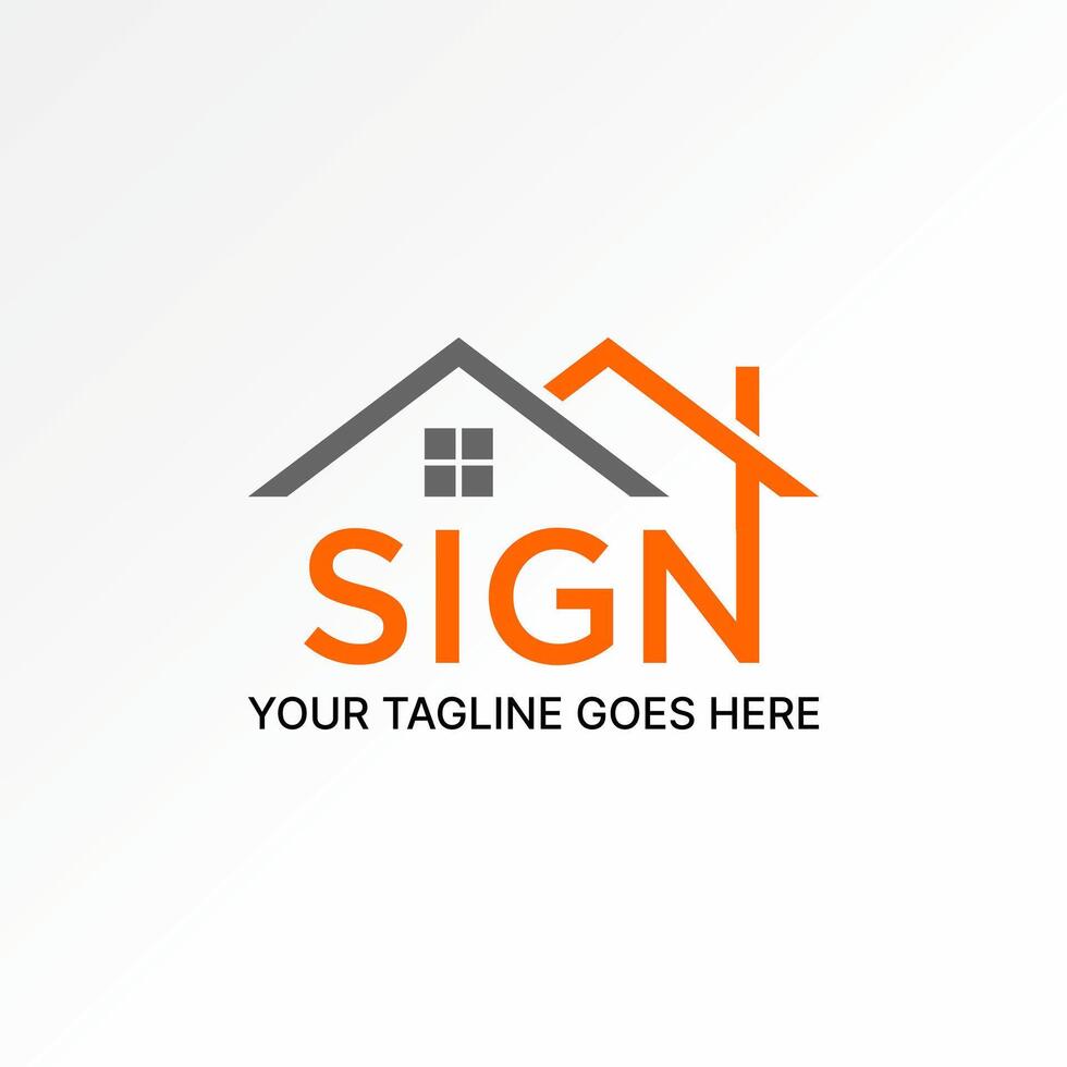 Logo design graphic concept creative premium stock abstract word text Sign with roof house line on top. Related to property architecture home vector