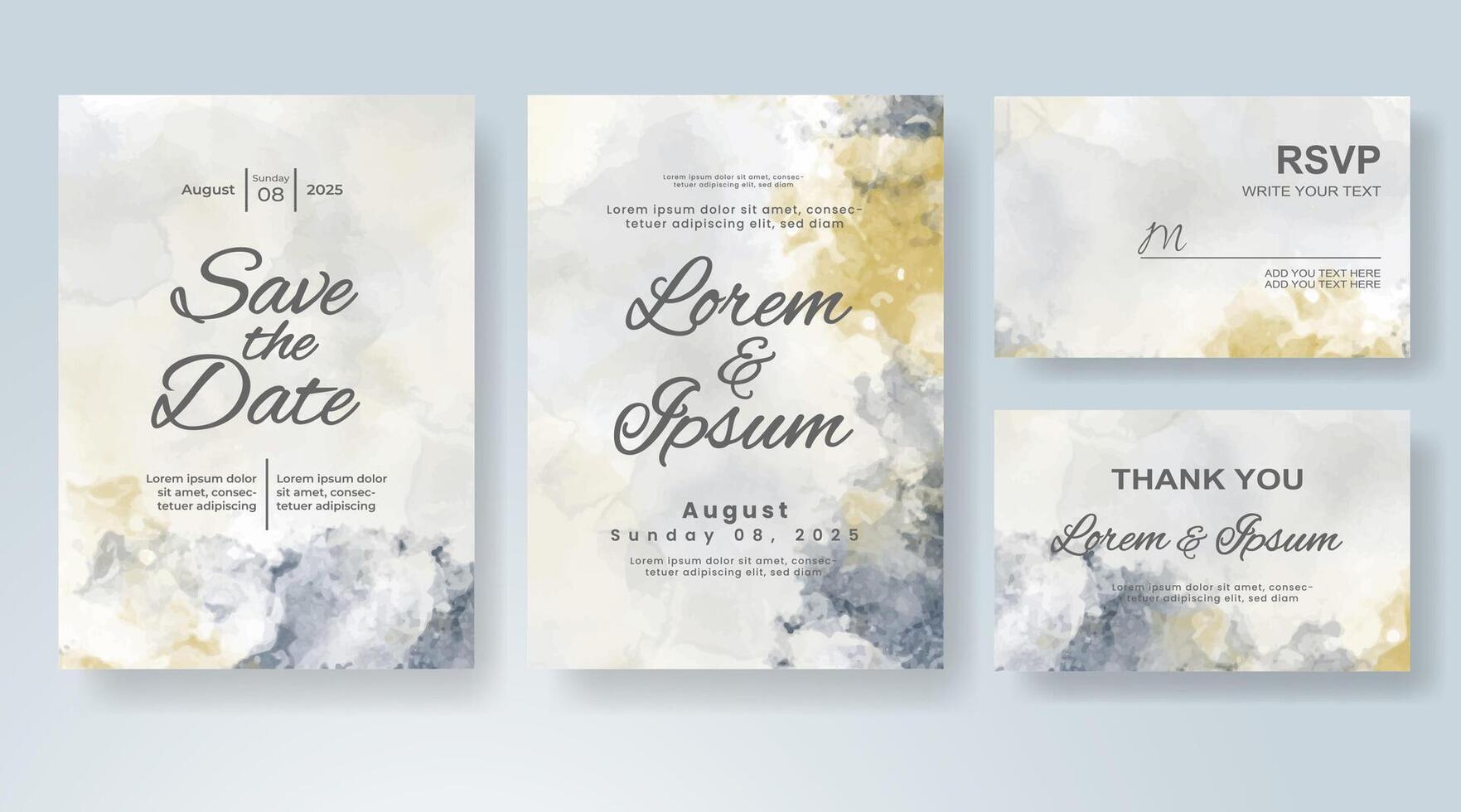 Wedding invitation with abstract watercolor background vector