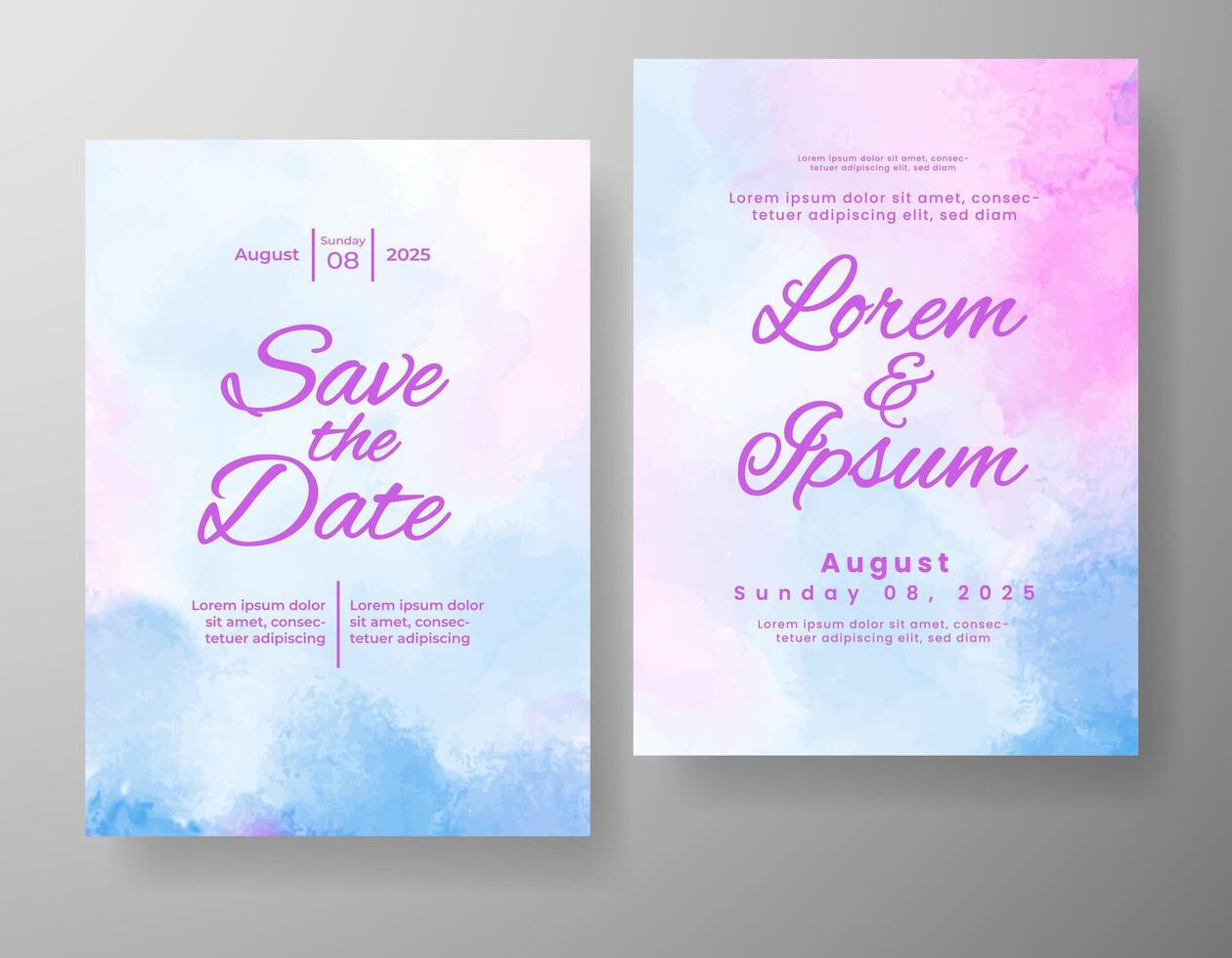 Wedding invitation with abstract watercolor background vector