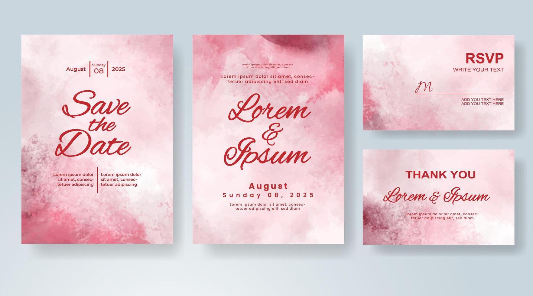 Wedding invitation with abstract watercolor background vector