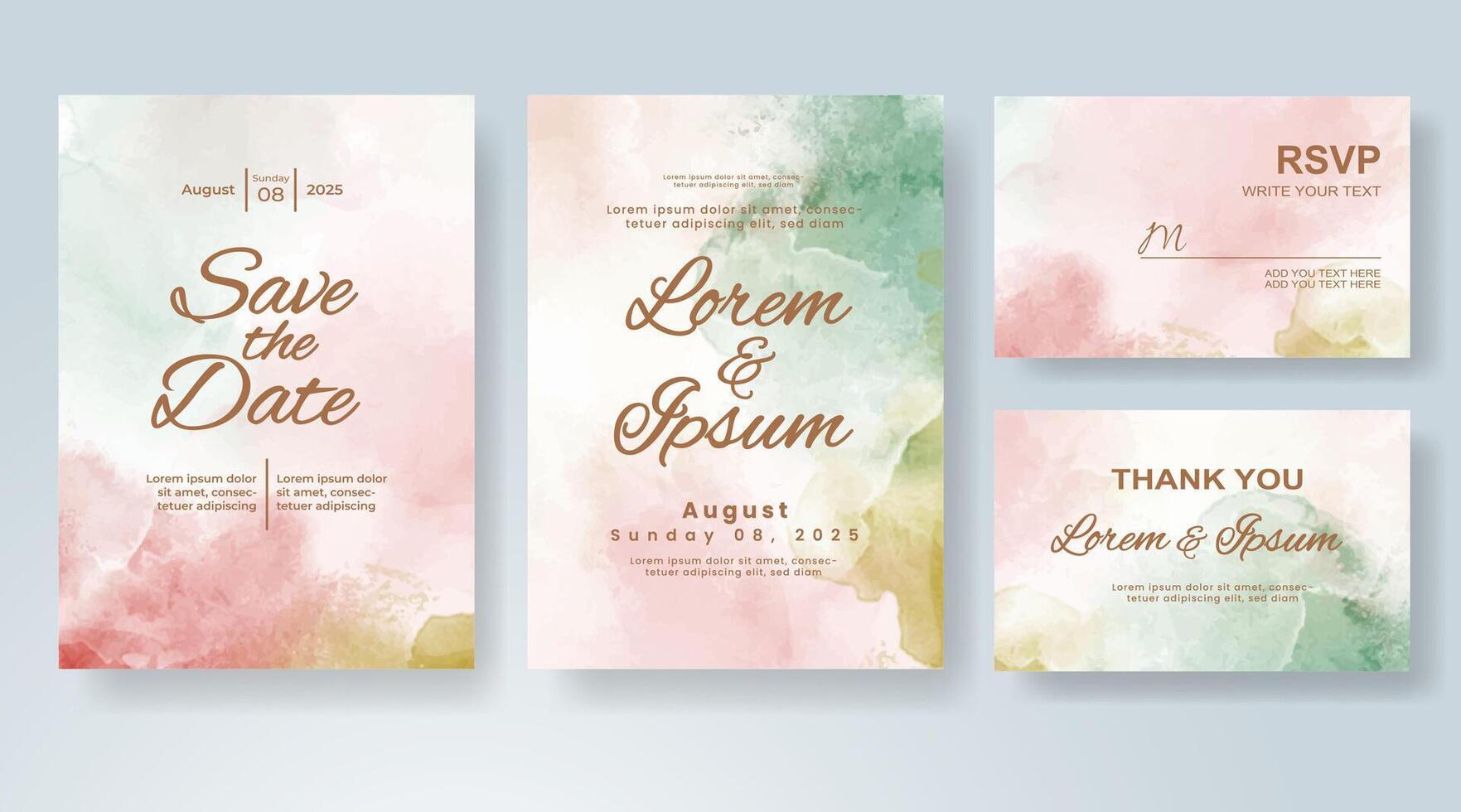 Wedding invitation with abstract watercolor background vector