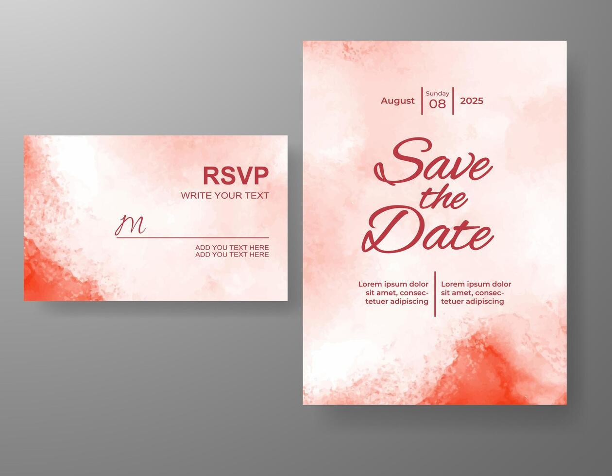 Wedding invitation with abstract watercolor background vector