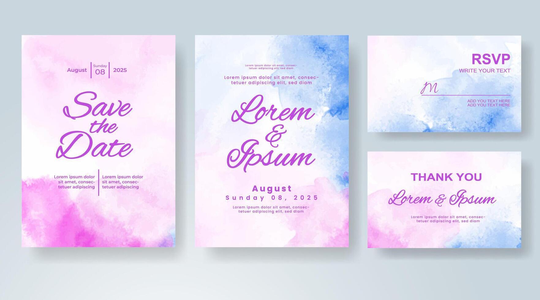 Wedding invitation with abstract watercolor background vector