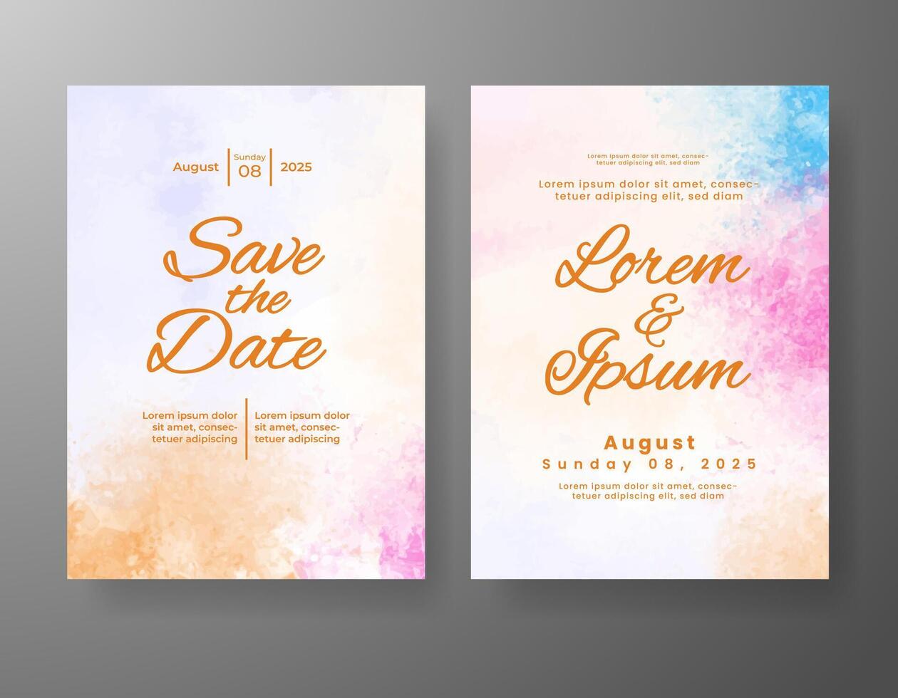 Wedding invitation with abstract watercolor background vector