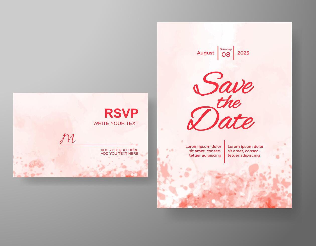 Wedding invitation with abstract watercolor background vector