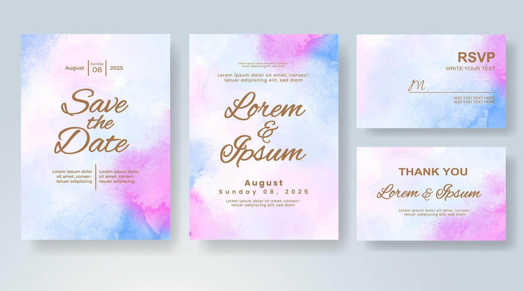 Wedding invitation with abstract watercolor background vector