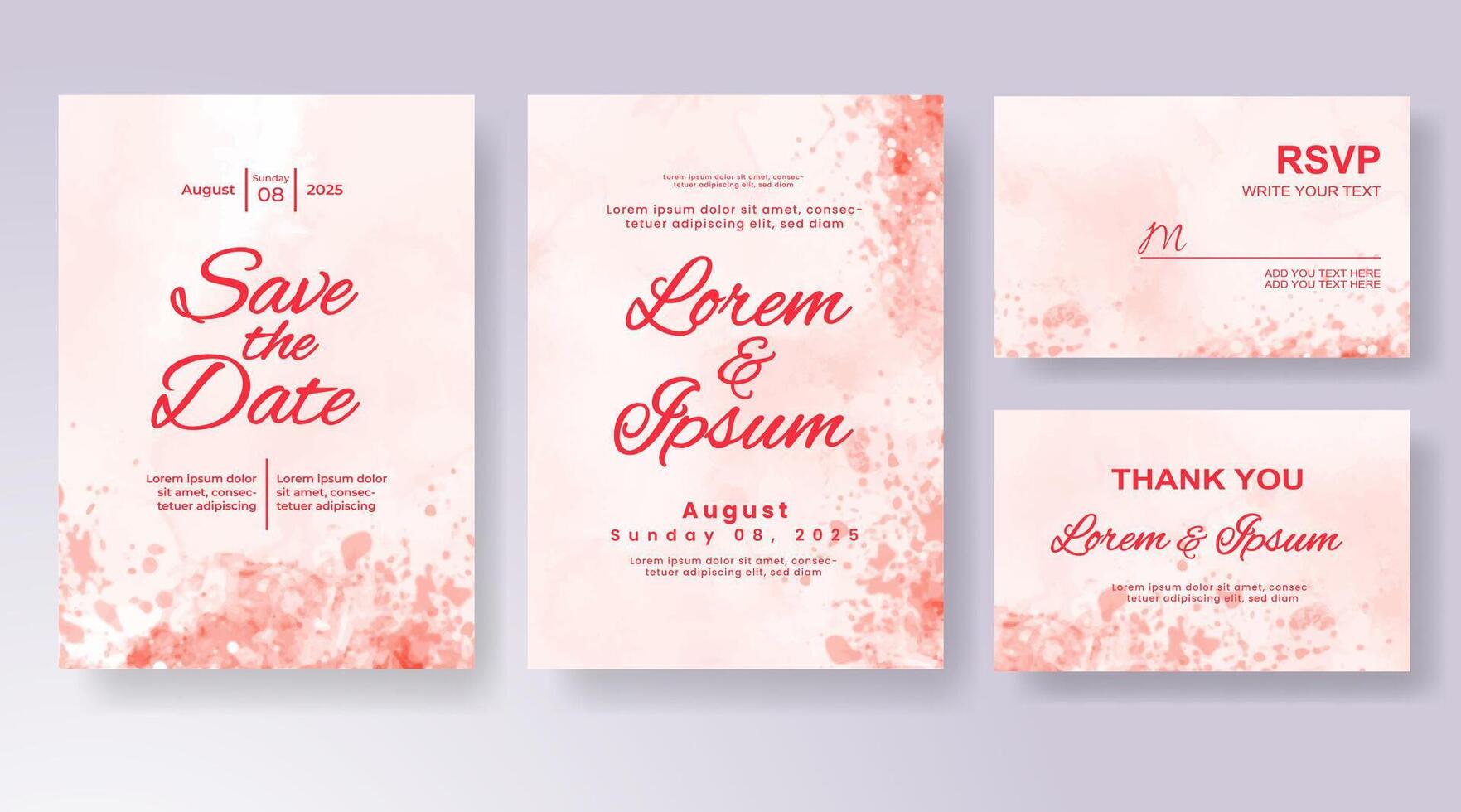 Wedding invitation with abstract watercolor background vector