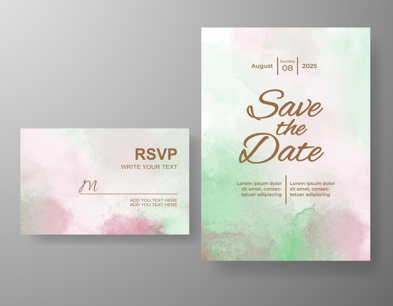 Wedding invitation with abstract watercolor background vector