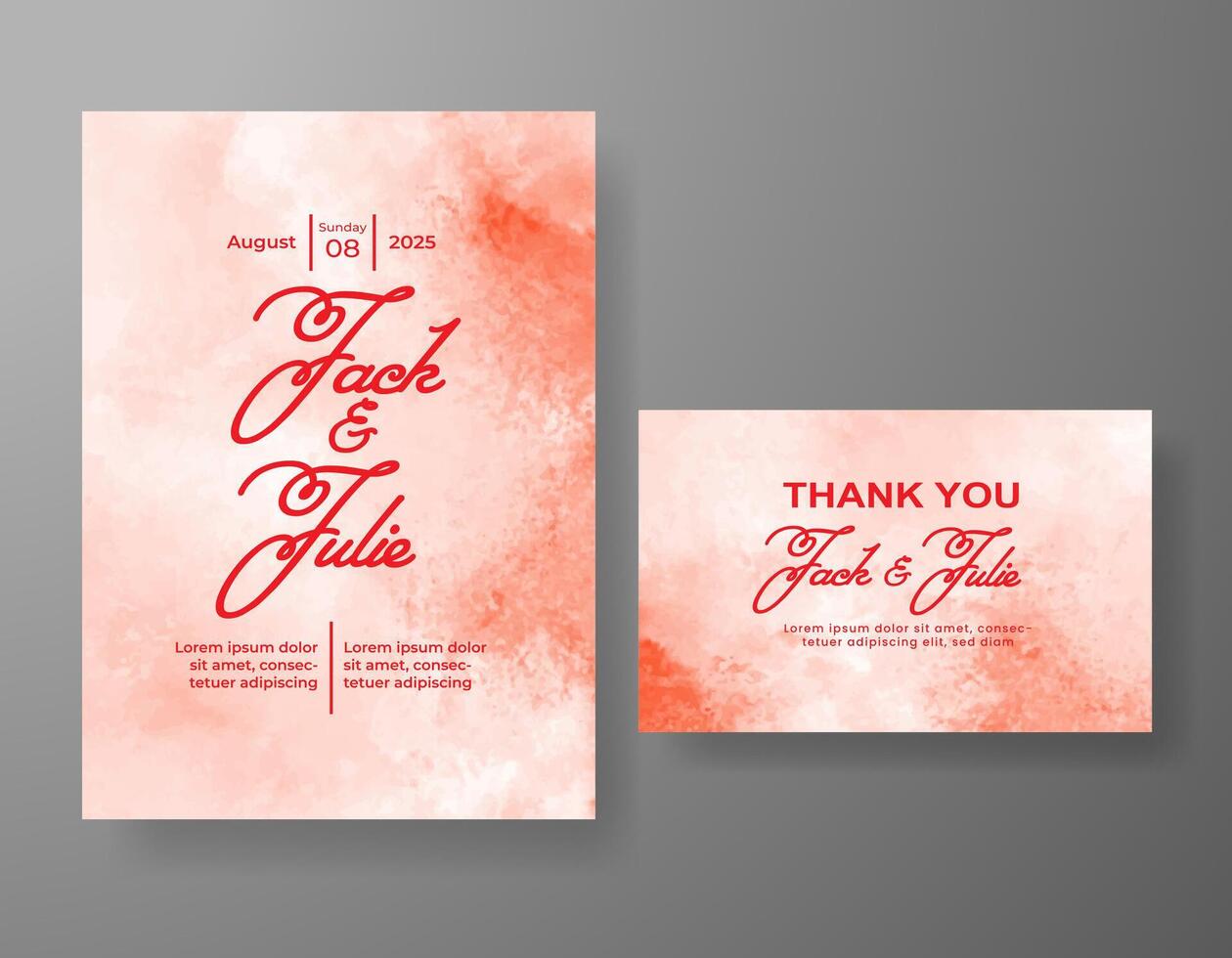 Wedding invitation with abstract watercolor background vector