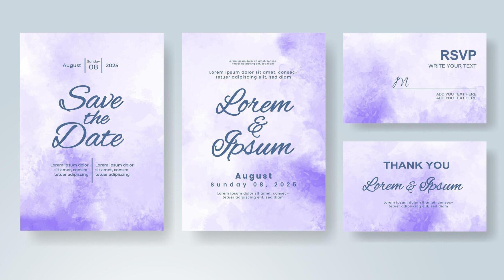 Wedding invitation with abstract watercolor background vector