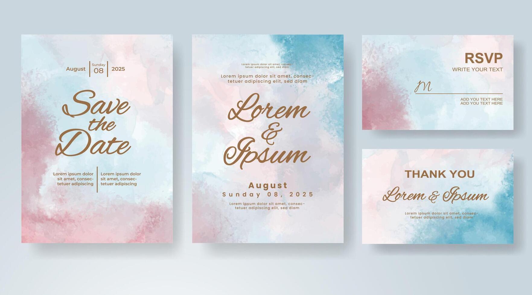 Wedding invitation with abstract watercolor background vector