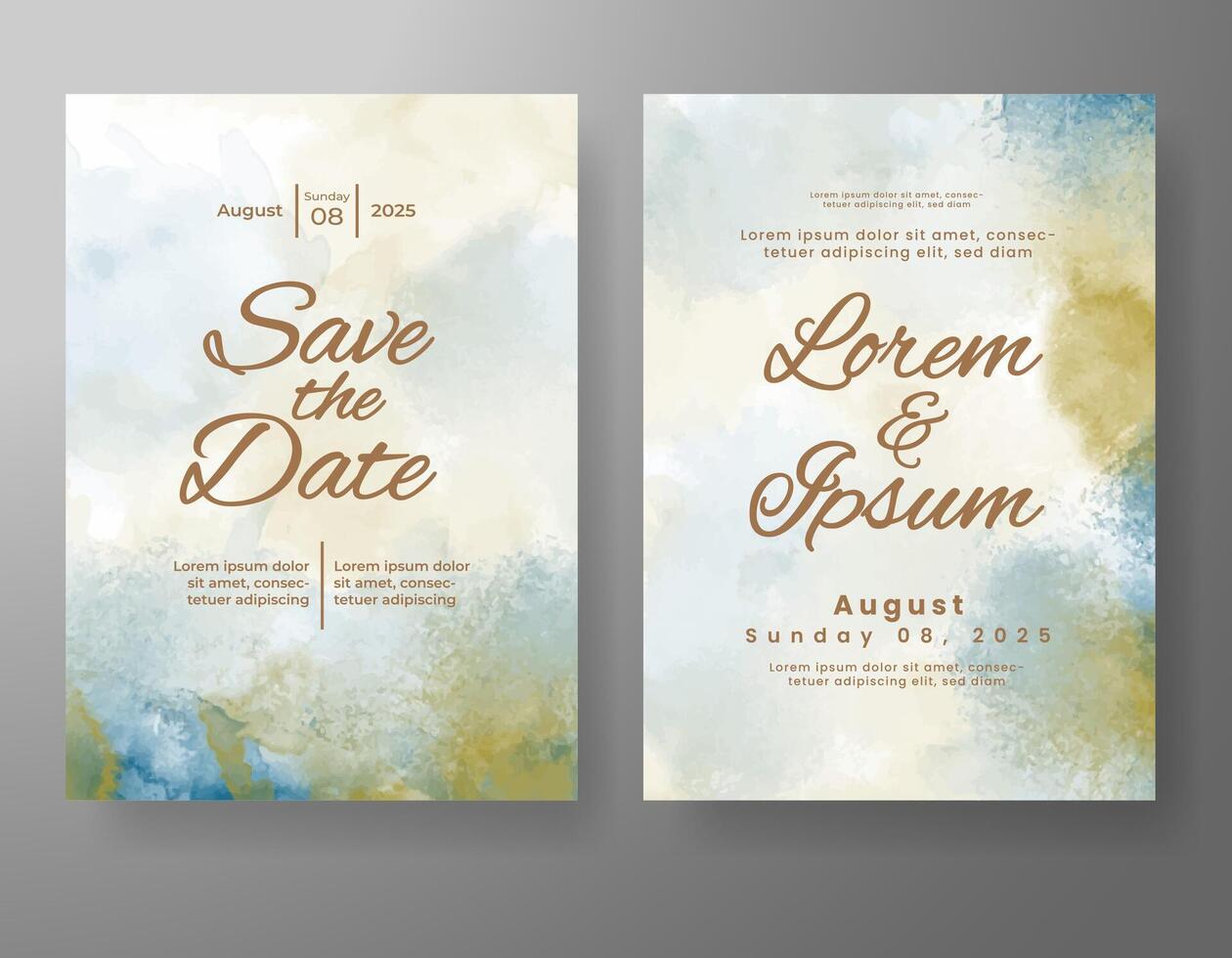 Wedding invitation with abstract watercolor background vector