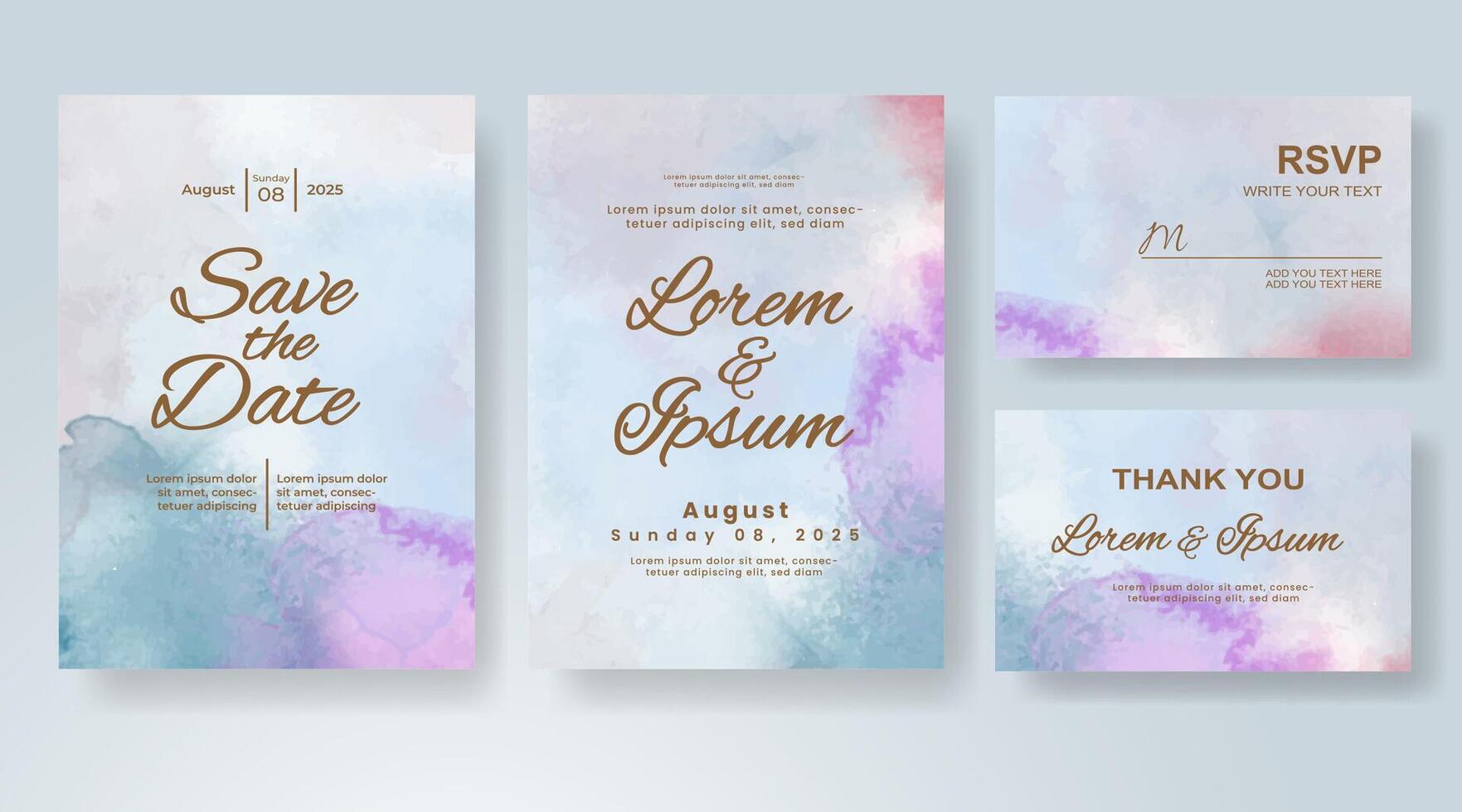 Wedding invitation with abstract watercolor background vector