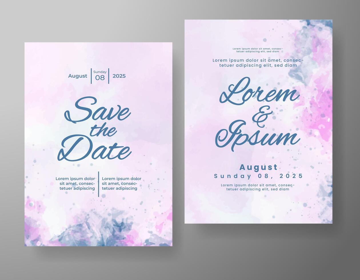 Wedding invitation with abstract watercolor background vector