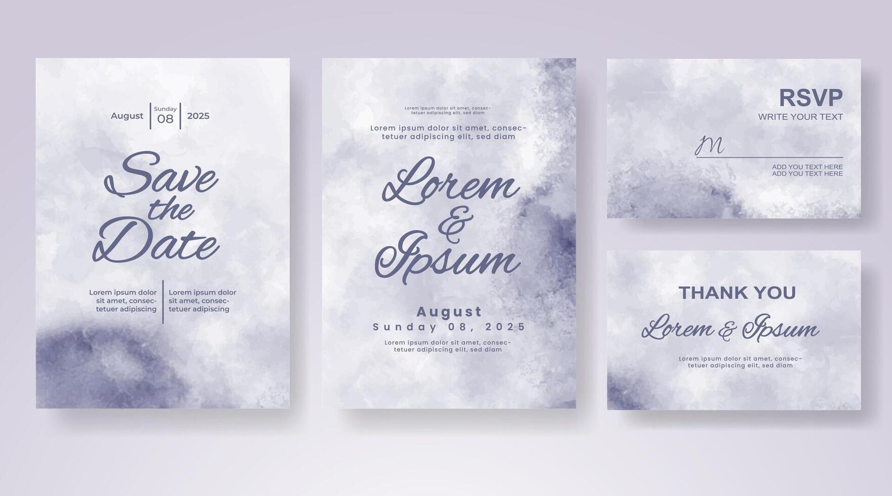 Wedding invitation with abstract watercolor background vector