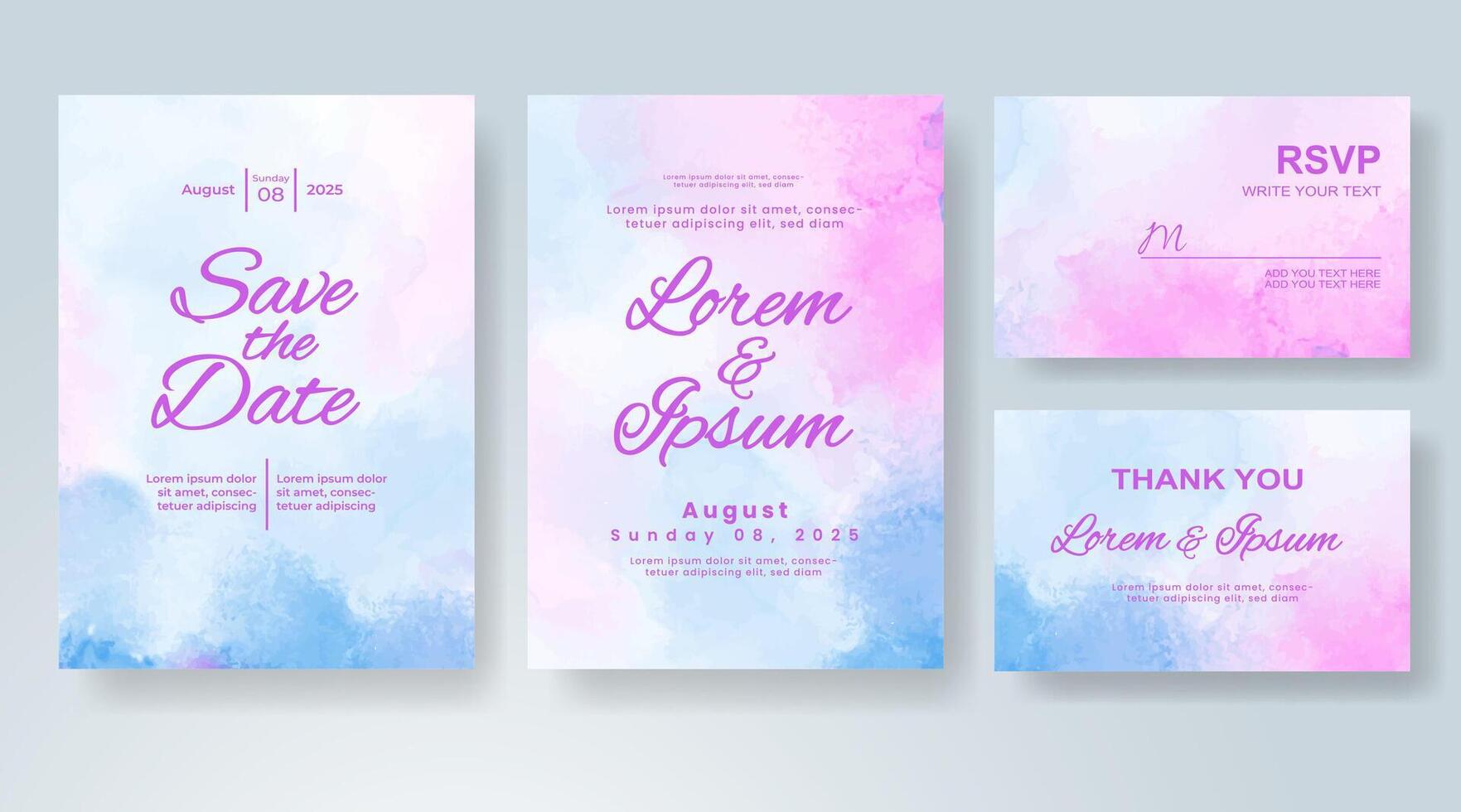 Wedding invitation with abstract watercolor background vector