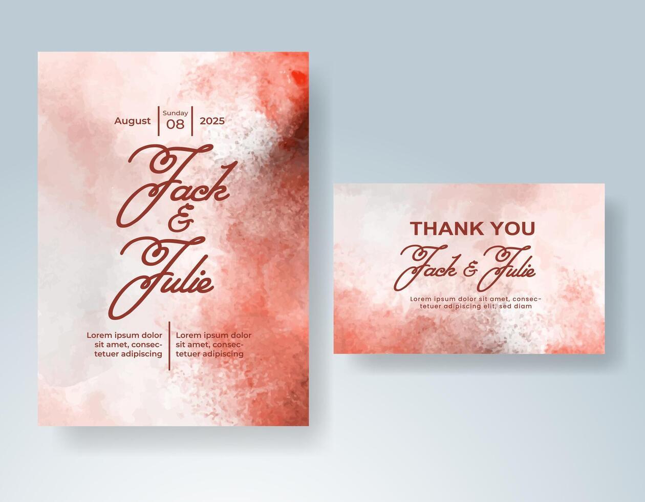 Wedding invitation with abstract watercolor background vector