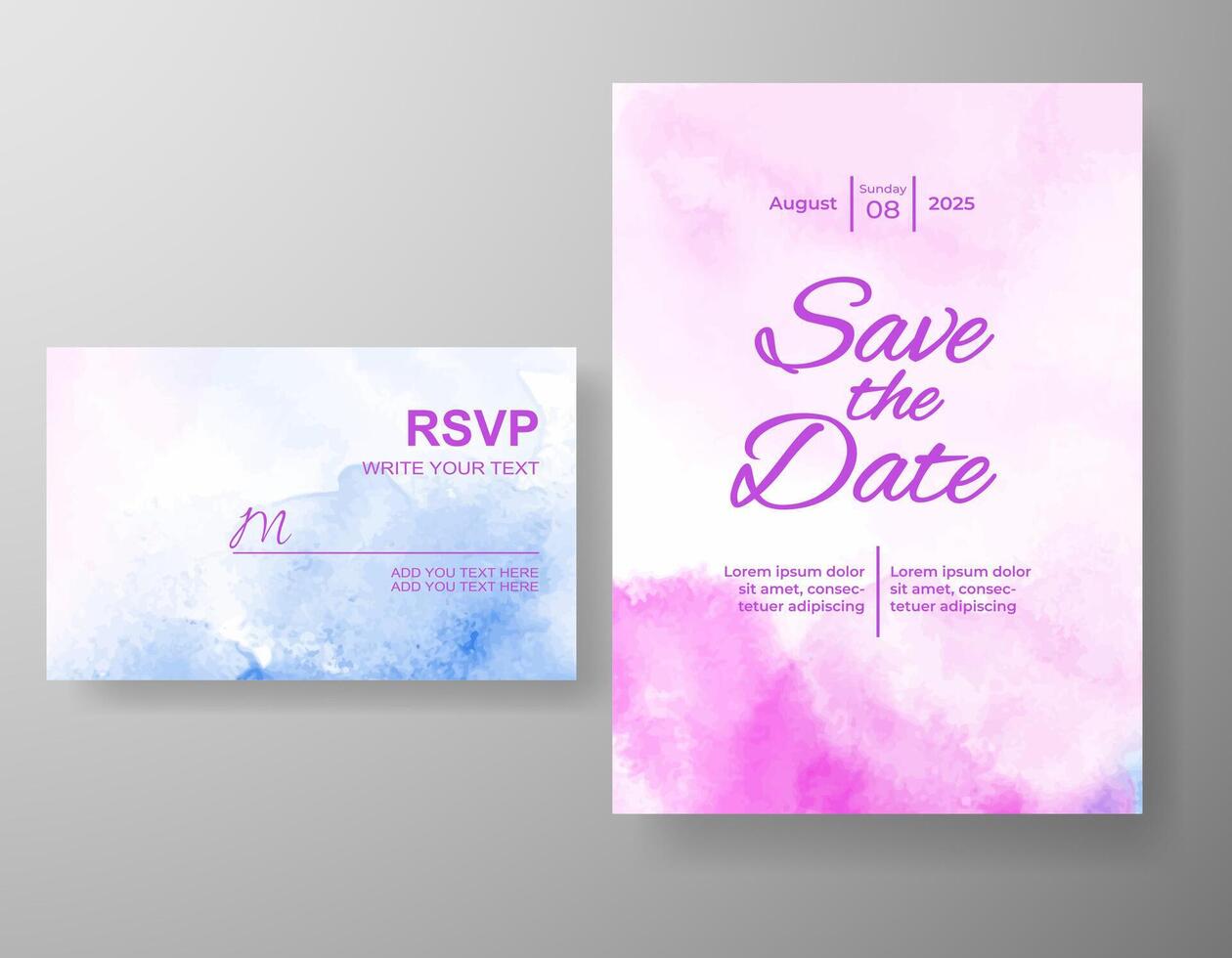 Wedding invitation with abstract watercolor background vector