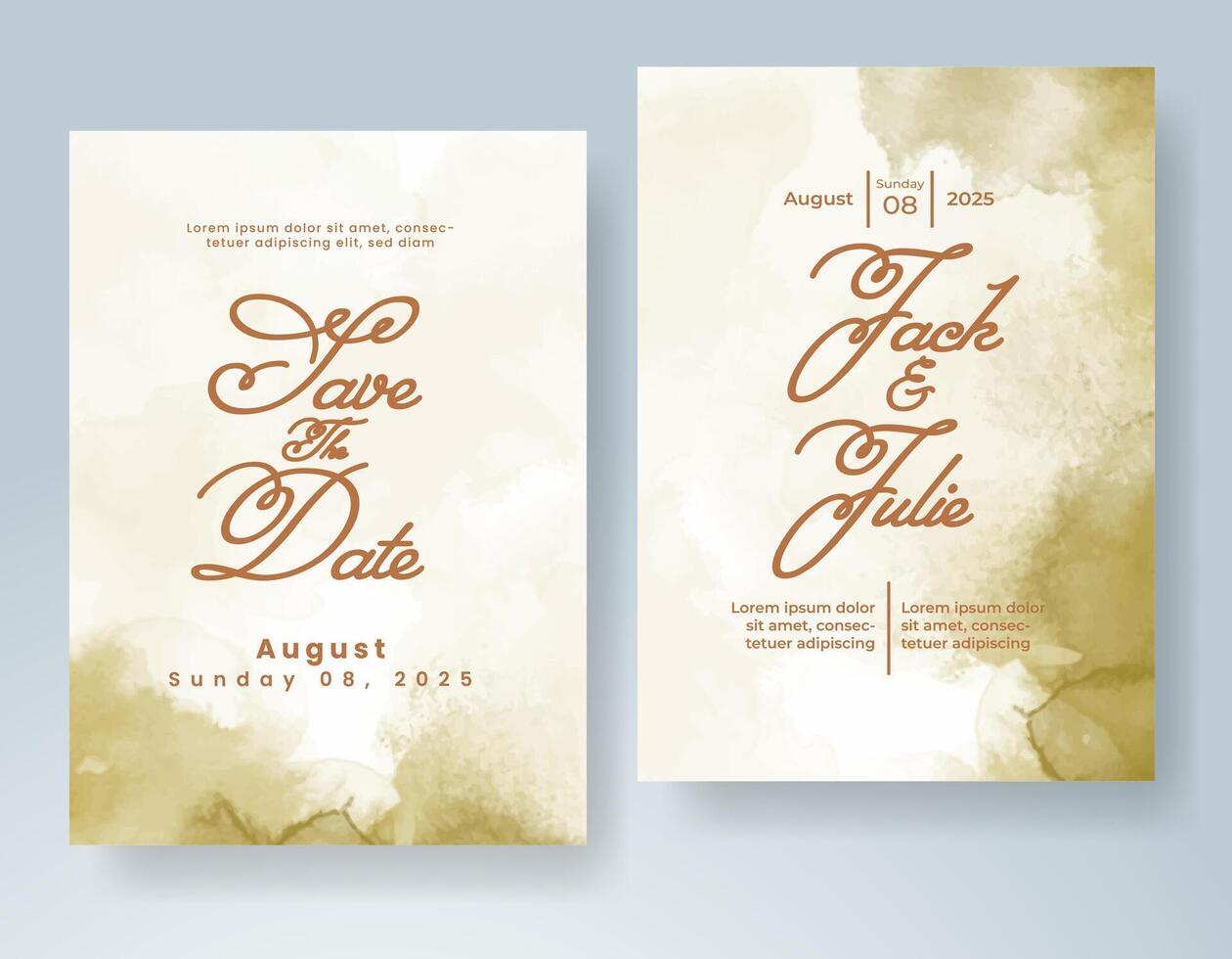 Wedding invitation with abstract watercolor background vector