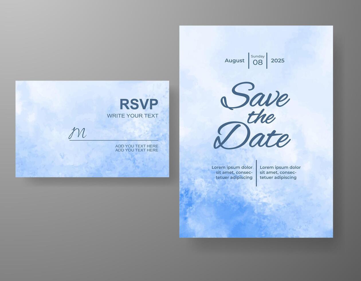 Wedding invitation with abstract watercolor background vector