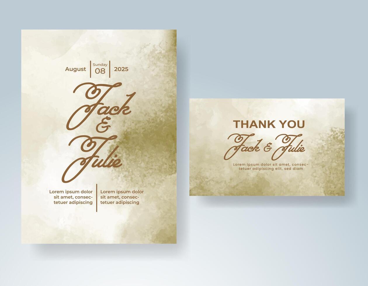 Wedding invitation with abstract watercolor background vector