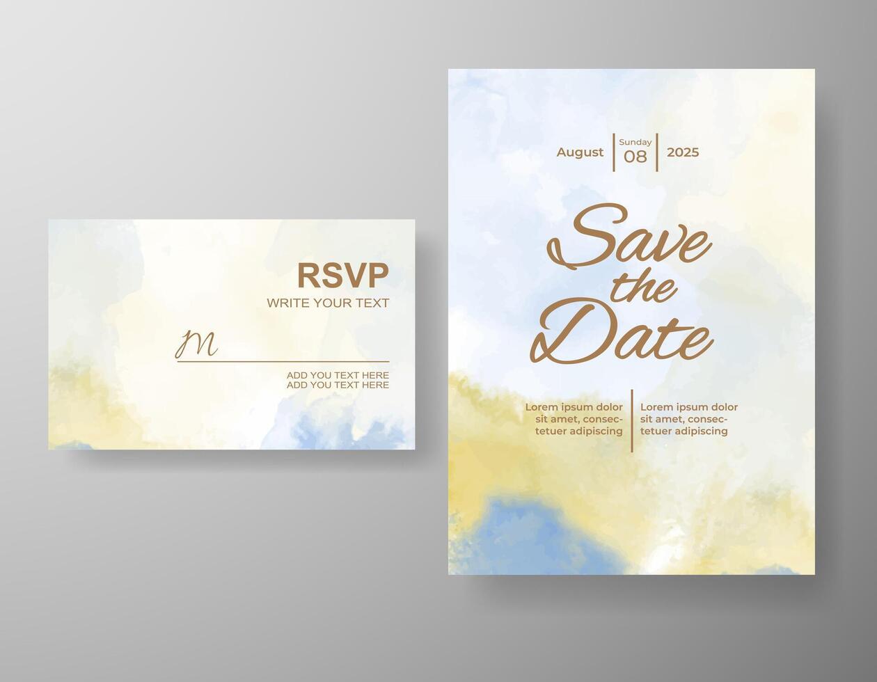 Wedding invitation with abstract watercolor background vector