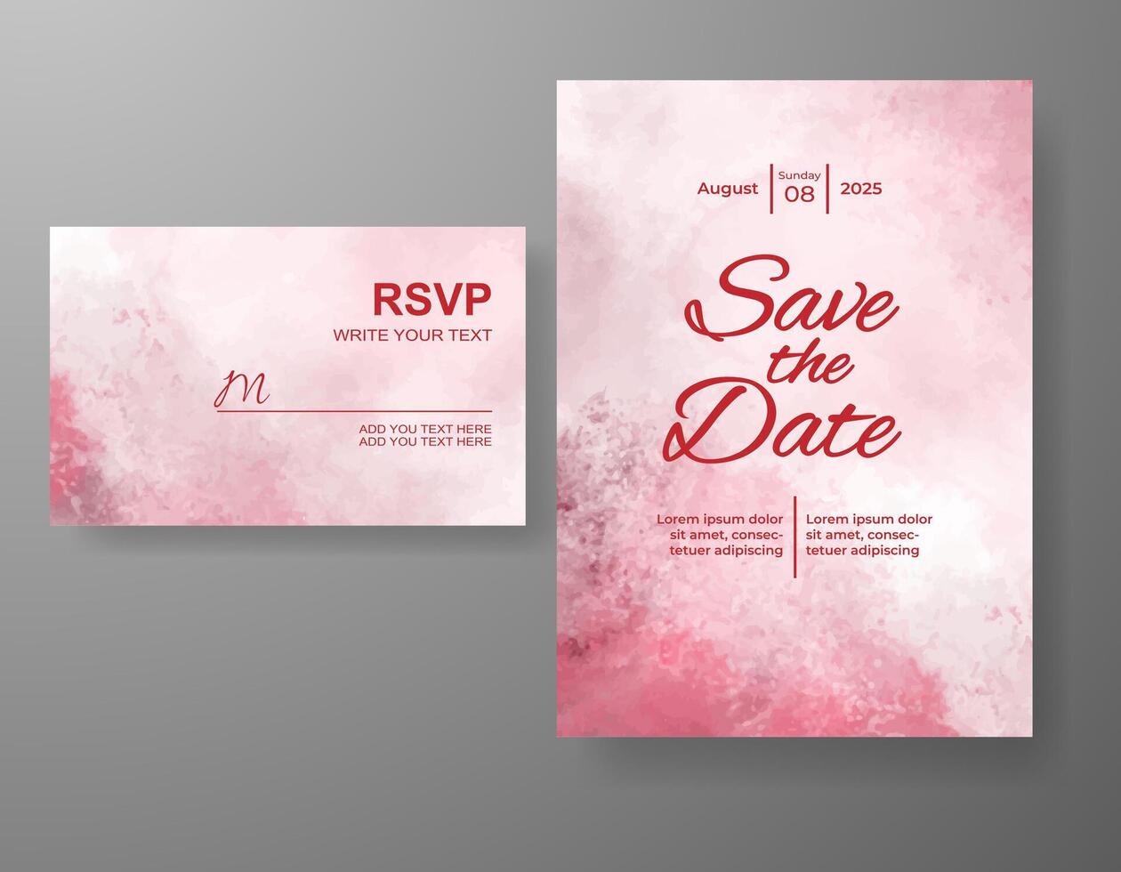 Wedding invitation with abstract watercolor background vector