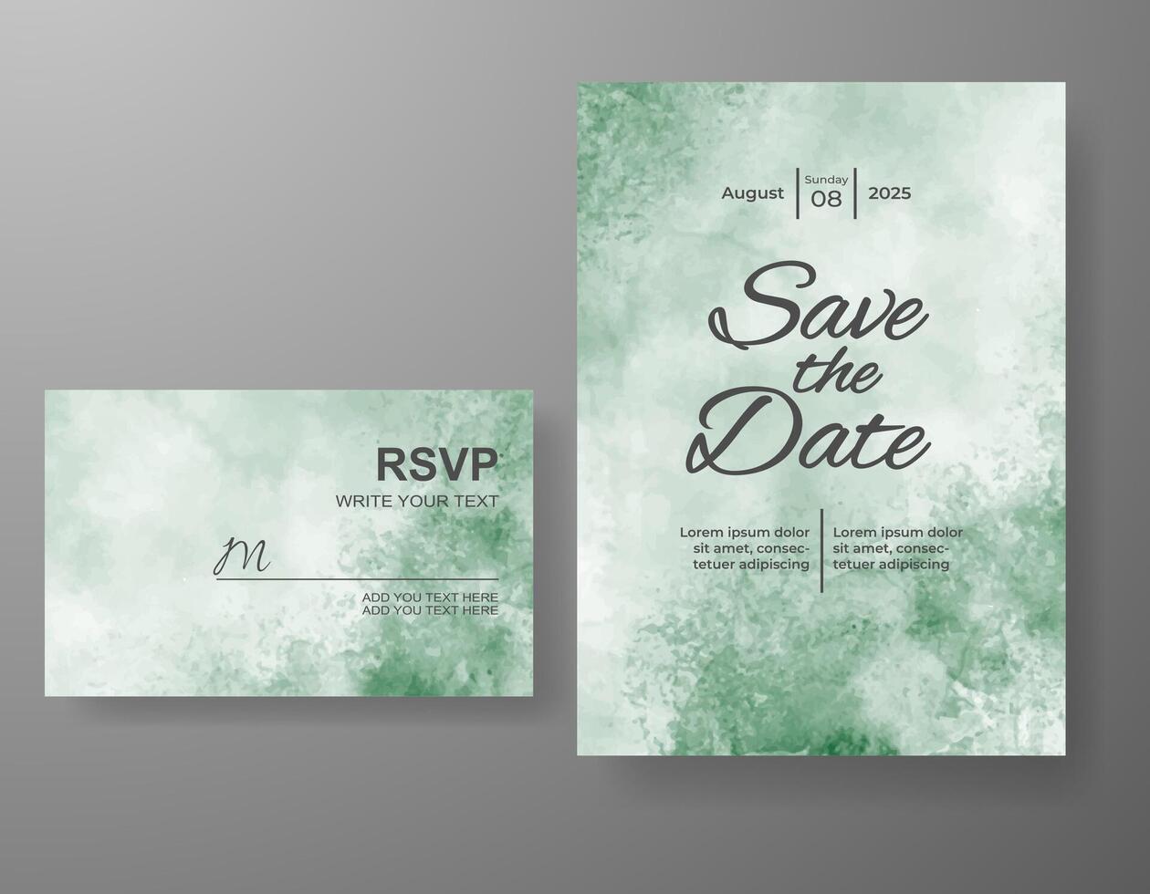 Wedding invitation with abstract watercolor background vector