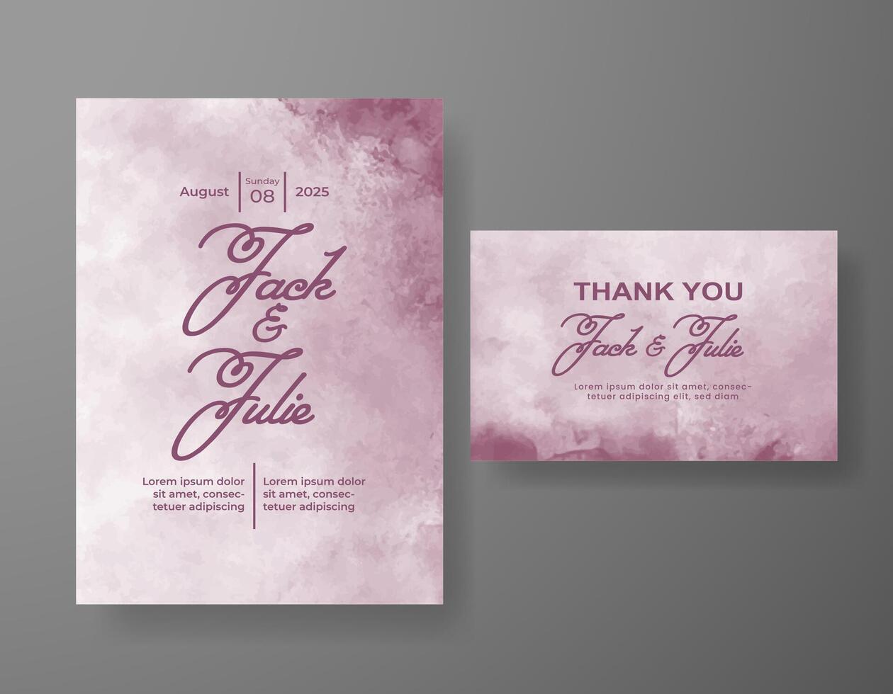 Wedding invitation with abstract watercolor background vector