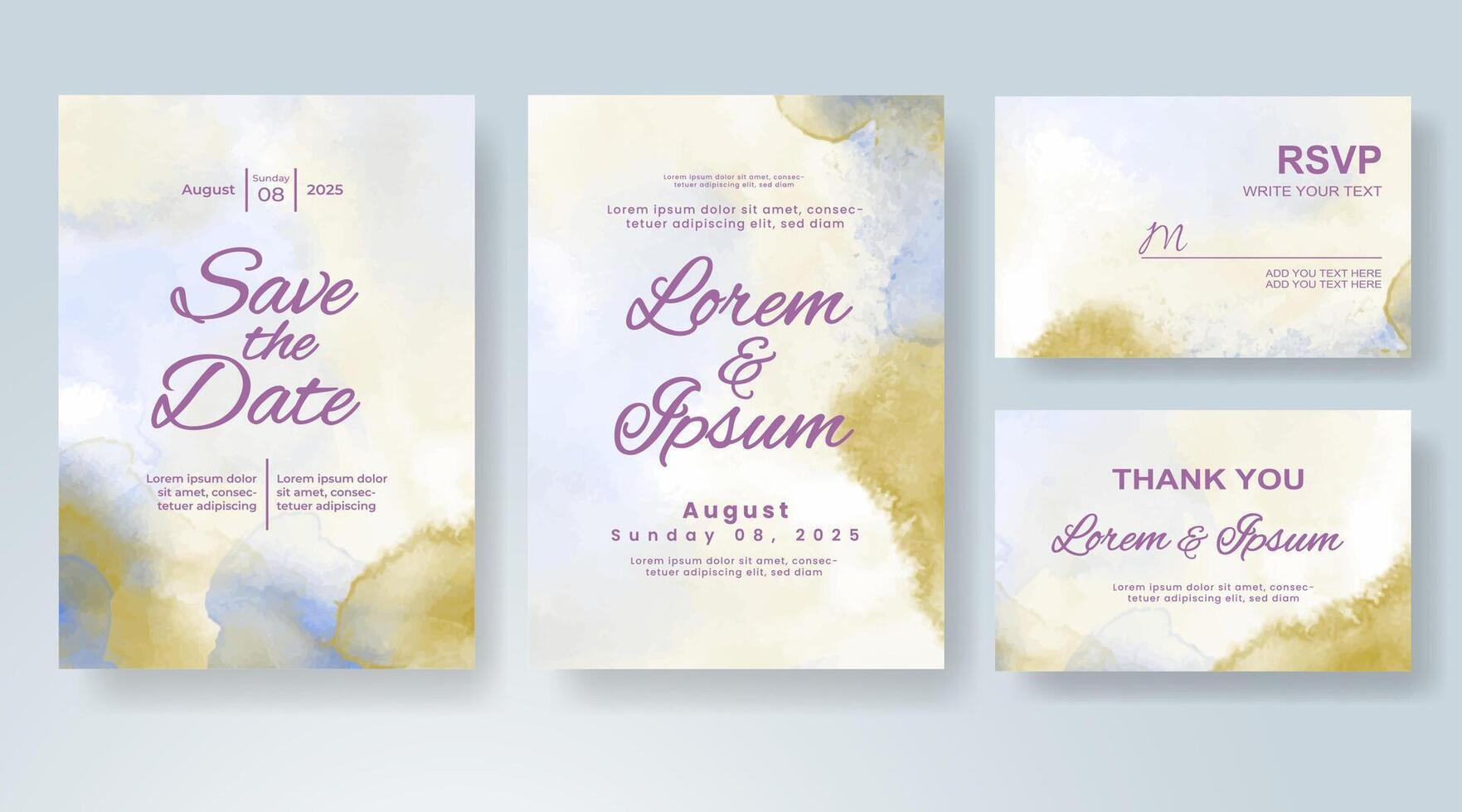 Wedding invitation with abstract watercolor background vector