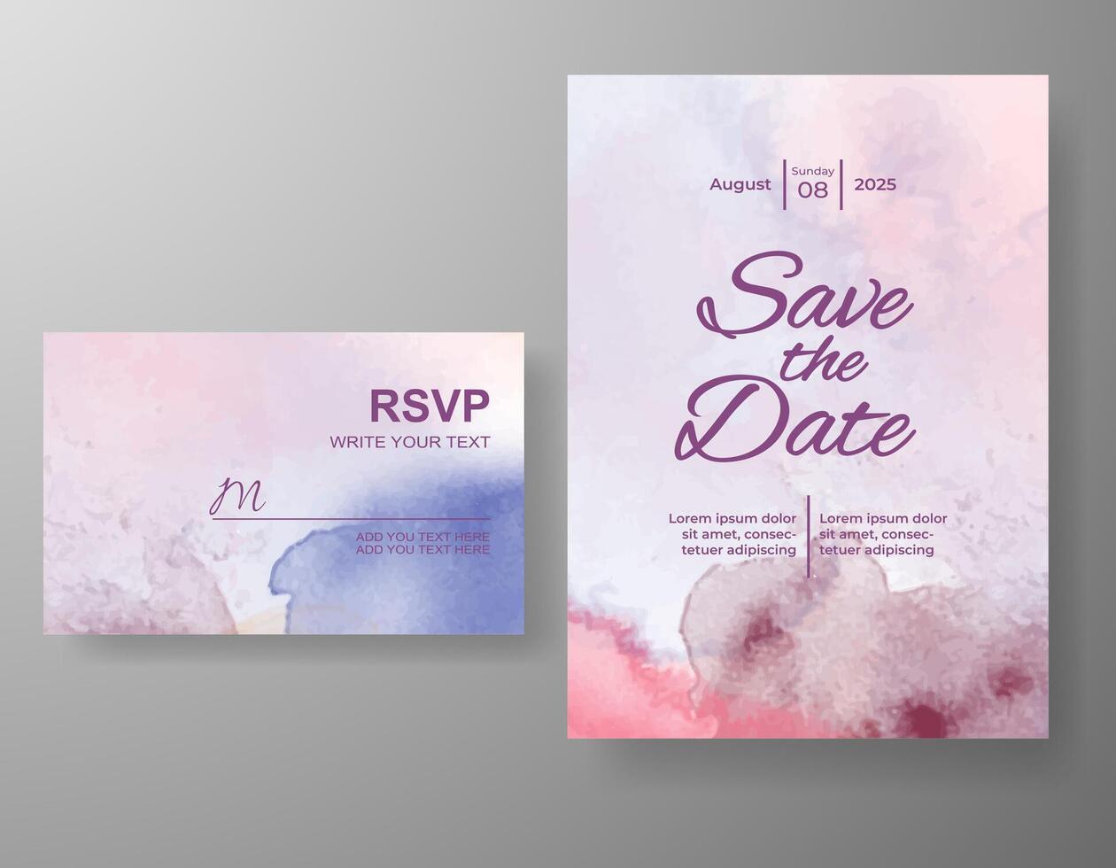 Wedding invitation with abstract watercolor background vector