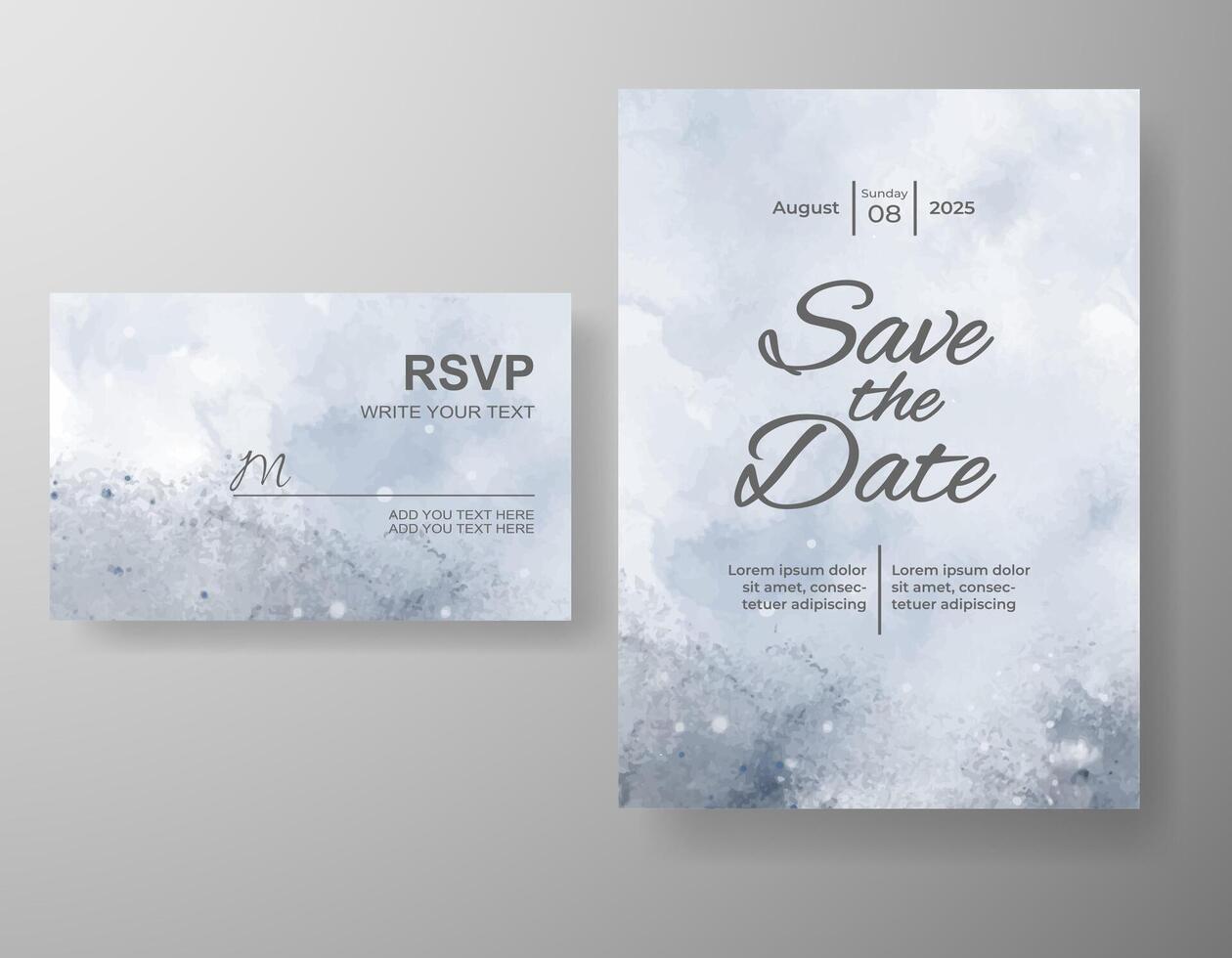 Wedding invitation with abstract watercolor background vector