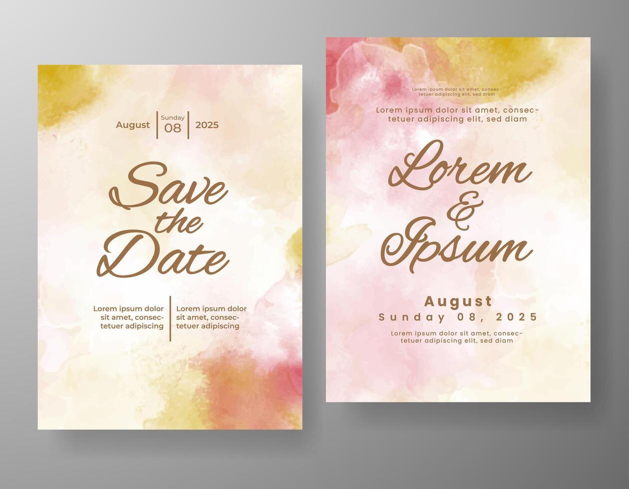 Wedding invitation with abstract watercolor background vector