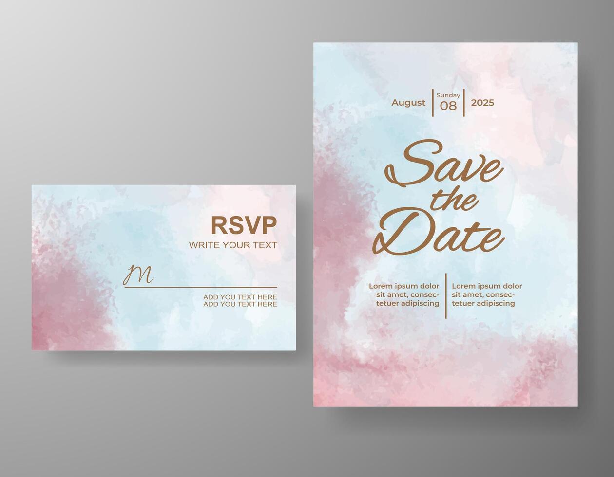 Wedding invitation with abstract watercolor background vector