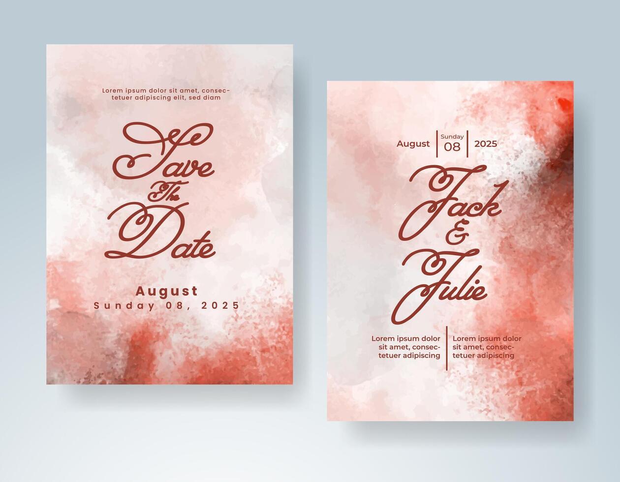 Wedding invitation with abstract watercolor background vector