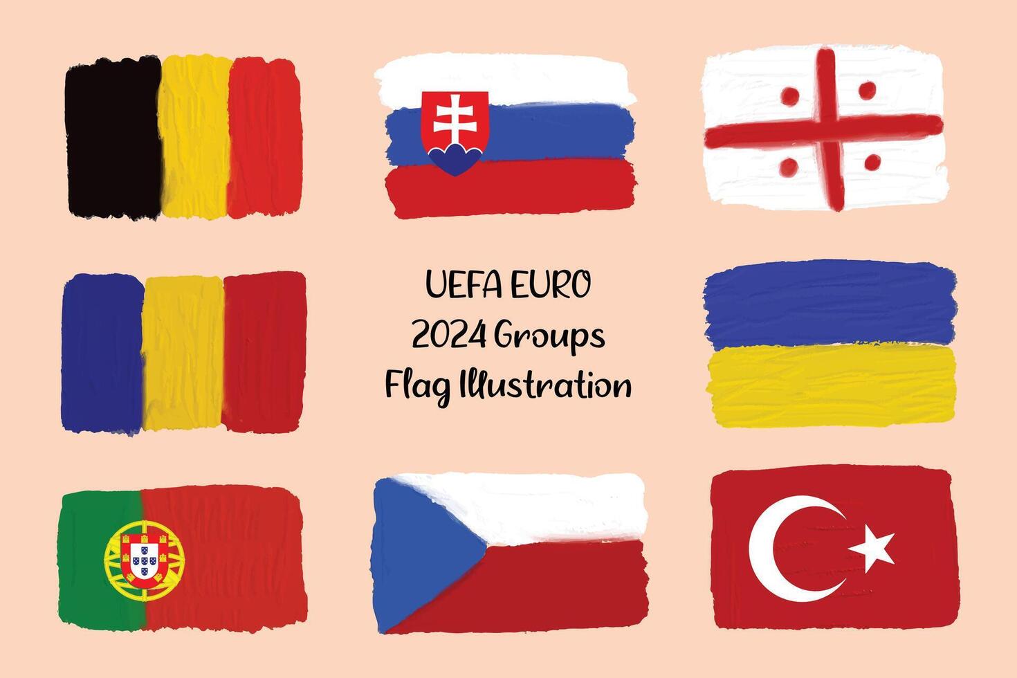 mano pintado país bandera euro grupos vector