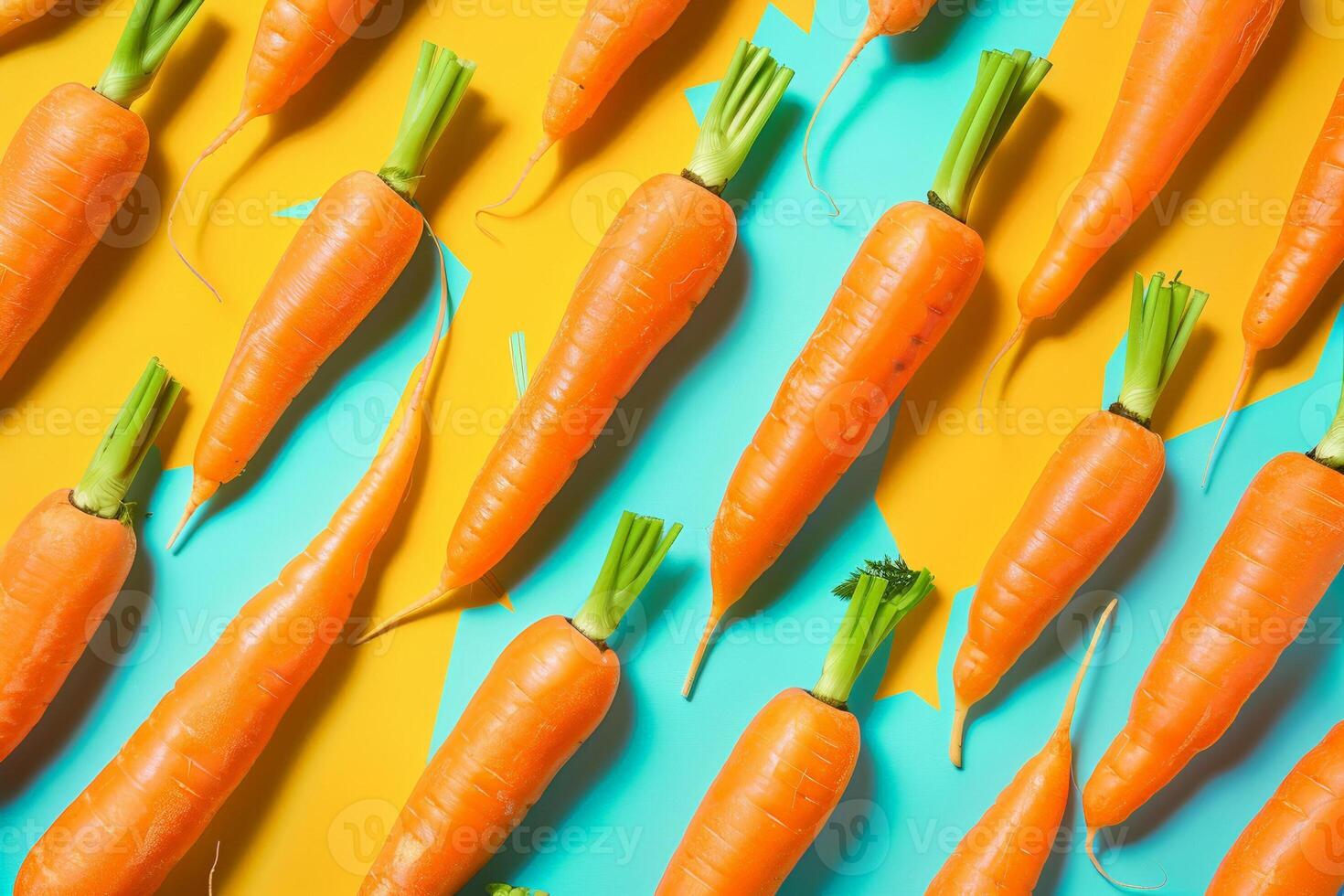 Stylized graphic of carrots with bold outlines and flat colors, modern art style on a vibrant background photo