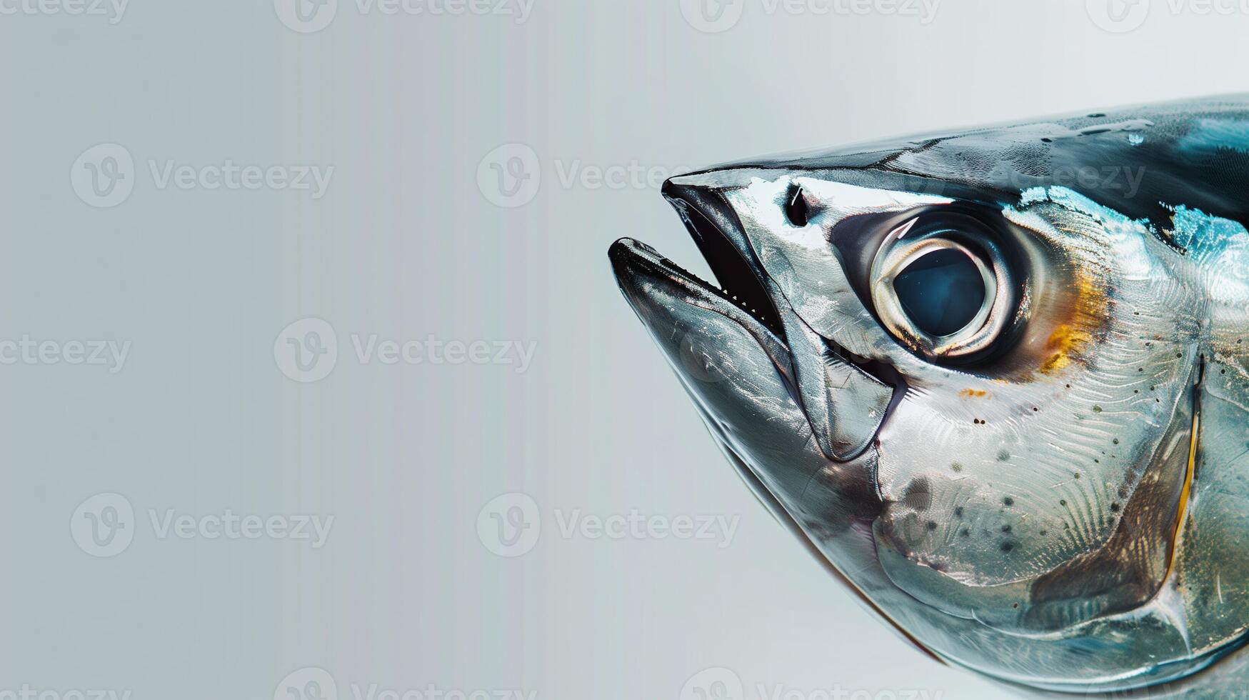 Tuna isolated on gradient background with a place for text photo