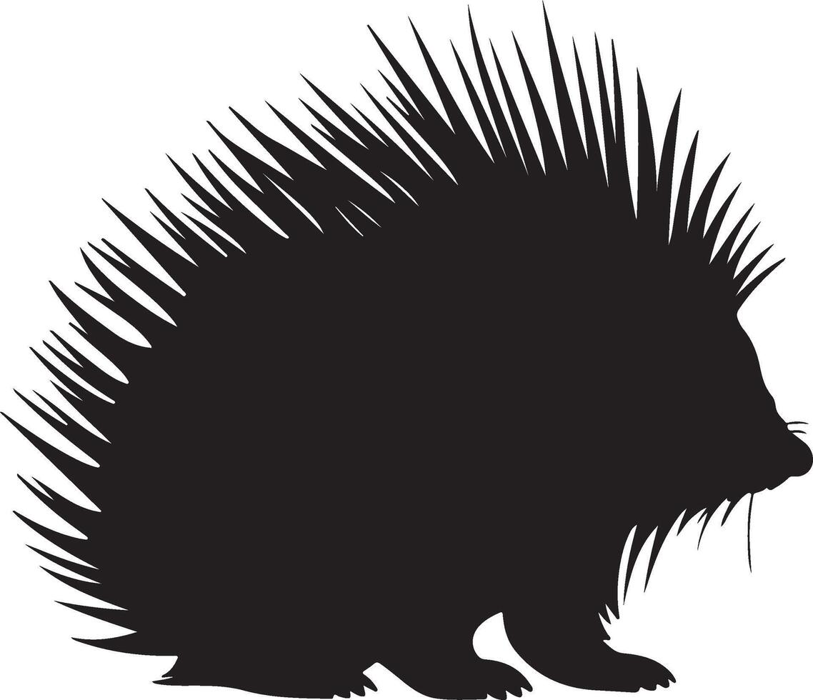 Porcupine Silhouette Illustration White Background vector