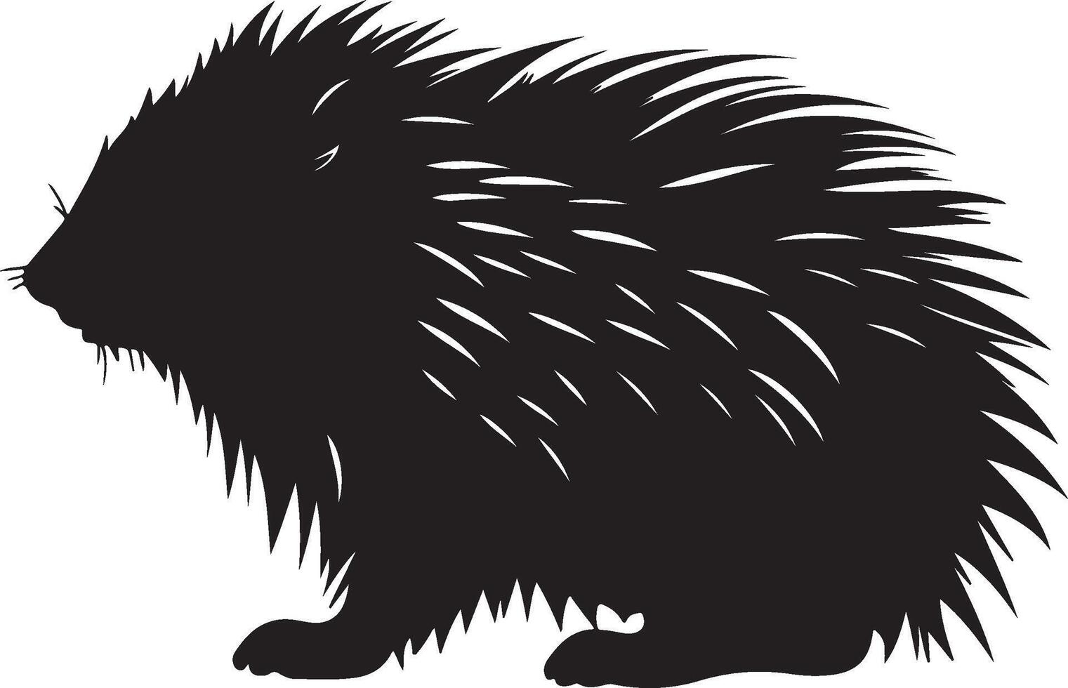 Porcupine Silhouette Illustration White Background vector