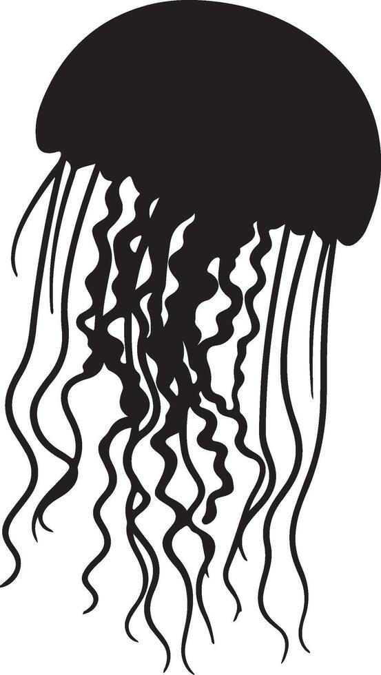 Jellyfish Silhouette Illustration White Background vector