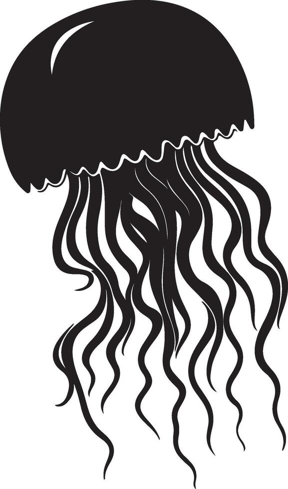 Jellyfish Silhouette Illustration White Background vector