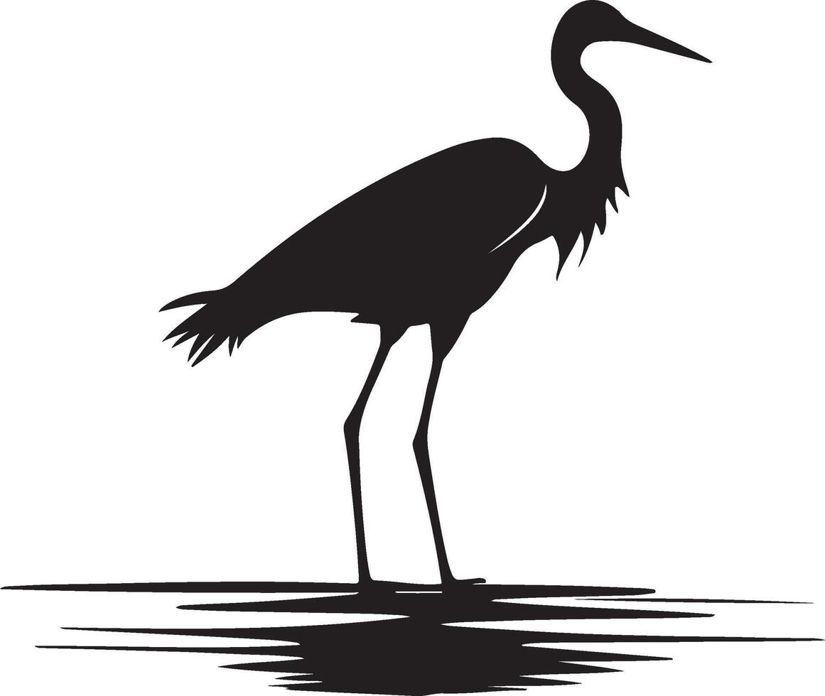 Heron Silhouette Illustration White Background vector