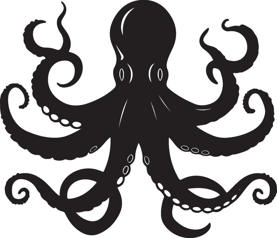 Octopus Silhouette Illustration White Background vector