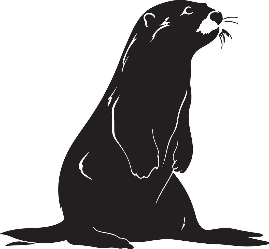 Otter Silhouette Illustration White Background vector