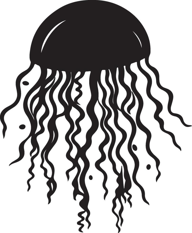 Jellyfish Silhouette Illustration White Background vector