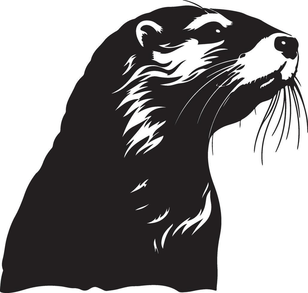 Otter Silhouette Illustration White Background vector